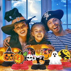 Décorations d'Halloween Jin Haocheng : Ensemble de Bannières de Table en Nid d'Abeille (60-80 Pièces) – Fournitures de Fête Thème Dessins Animés pour Halloween - Product Image 4