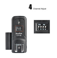 Déclencheur de flash sans fil Godox CT-16 16 canaux avec 2 récepteurs pour appareils photo Canon, Nikon, Pentax, Olympus