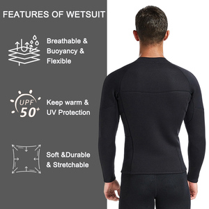 Chaqueta de Neopreno de 2 mm para Hombre, Manga Larga, Cierre de Cremallera en el Pecho, Impermeable, para Todas las Estaciones, Buceo, Surf - Product Image 2