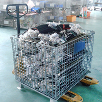 Cages pliantes de stockage d'entrepôt de palette en métal pliable résistante conteneur de grillage