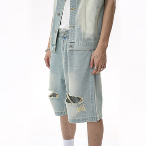 Pantalones cortos <span class=keywords><strong>de</strong></span> verano <span class=keywords><strong>de</strong></span> alta calidad para hombre, pantalones cortos <span class=keywords><strong>de</strong></span> mezclilla holgados <span class=keywords><strong>azul</strong></span> <span class=keywords><strong>marino</strong></span> para hombre, pantalones cortos vaqueros informales <span class=keywords><strong>de</strong></span> moda clásica para hombre, pantalones cortos personalizados para hombre - Product Image 5