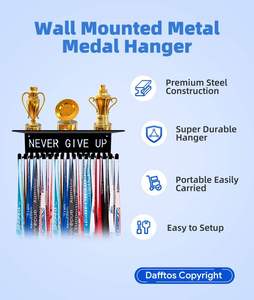 Soporte para colgar medallas, estante <span class=keywords><strong>de</strong></span> pared para exhibición, marco <span class=keywords><strong>de</strong></span> estante, colgador <span class=keywords><strong>de</strong></span> medallas, cinta <span class=keywords><strong>de</strong></span> premio, eslogan 'Cheer Never Give Up', decoración <span class=keywords><strong>de</strong></span> pared fácil <span class=keywords><strong>de</strong></span> instalar - Product Image 2