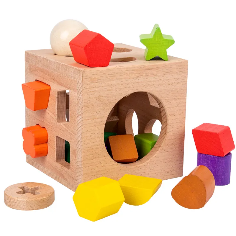 Kids Baby 17-hole Shape Matching Box Blocks Toys Geometric Educational Intelligence Box Toy For Toddler
