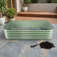 Bac à légumes surélevé ovale en métal corrugué renforcé en zinc, grand modèle d'extérieur, design ovale extra haut, revêtement en poudre pour légumes