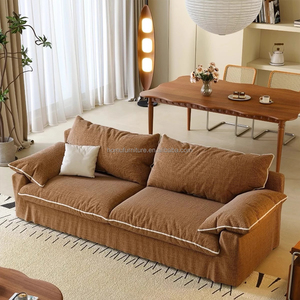 Canapé d'angle <span class=keywords><strong>en</strong></span> tissu trois places Wabi-sabi pour petit appartement, avec accoudoirs carrés et pieds <span class=keywords><strong>en</strong></span> bois, rembourrage <span class=keywords><strong>en</strong></span> éponge, écologique, pour usage hôtelier - Product Image 3