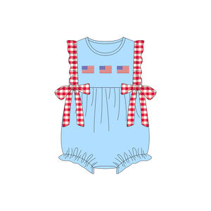 2023 Neues Design Kinder gekleidet Kleidung 4. Juli Kleinkind Boutique Mädchen Outfits überbackene Puff ärmel Mädchen Kleidung Sets - Product Image 5