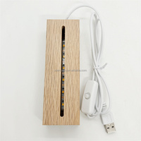 Base en bois massif naturel chêne hêtre noyer personnalisé USB LED base de lampe rectangulaire en bois pour support de lampe d'affichage en cristal acrylique