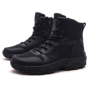 DSF76 <b>Black</b> Outdoor Tactical <b>Boots</b> Mesh Upper Waterproof Hiking <b>Work</b> <b>Boots</b> Durable Rubber Sole All Seasons Use - Product Image 1