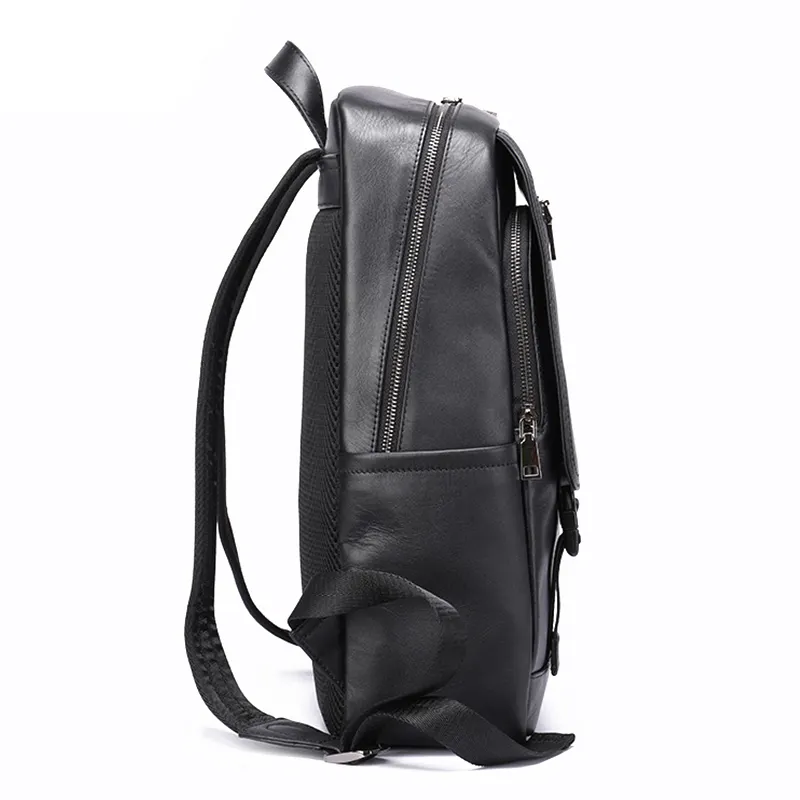 Luxury Custom Travel Back Pack Fashion Large Capacity Travel Pu Black Leather Backpack Bag
