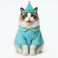 Jaypet Luxuriöser Gestreifter Halloween-Katzenpyjama mit Mütze Niedliche Weiche Baumwoll-Katzenkleidung für Kleine und Mittelgroße Katzen
