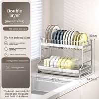Égouttoir à vaisselle double niveau en acier carbone de luxe pour comptoir de cuisine, non pliable, multifonctionnel, rangement domestique