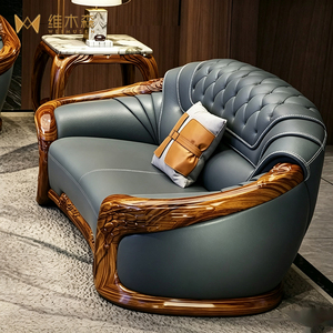 <span class=keywords><strong>Canapé</strong></span> en bois massif ébène sculpté en U, style chinois moderne et minimaliste, avec revêtement en <span class=keywords><strong>cuir</strong></span> première couche importé et rembourrage en éponge - Product Image 5
