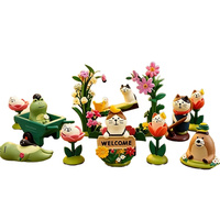 Miniatures en résine d'animaux de dessin animé mignons en gros, ornements de jardin de fleurs printanières pour terrarium, accessoires de bricolage pour aménagement de scène en pot