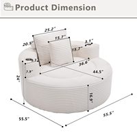 Chaise longue sans structure en mousse haute densité, 55,5 pouces, surdimensionnée, compressée, avec porte-gobelets