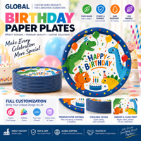 Assiettes en papier jetables biodégradables XIELI, fabriquées en Indonésie, personnalisées, 12 pouces, résistantes, compatibles micro-ondes, pour fêtes d'anniversaire