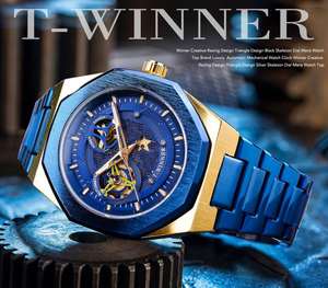 WINNER Montre automatique de luxe pour homme, de haute qualité, avec fond en acier inoxydable, design ajouré, style décontracté et tendance - Product Image 2