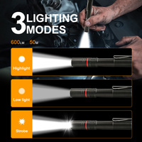 Mini lampe torche LED rechargeable en aluminium avec clip, étanche, petite, pour poche, pour examen médical, dentaire, extérieur