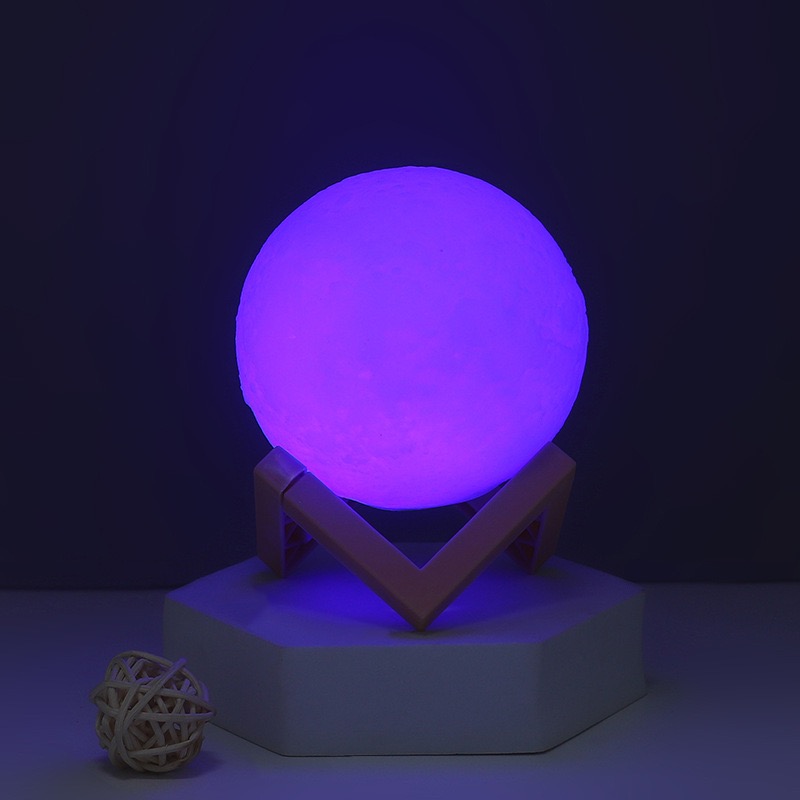 Lune blanche 8 cm + 7 couleurs lumière-ABS Base-batterie au Lithium