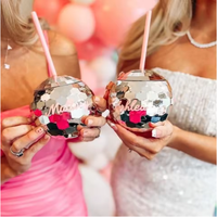 Disco Ball Cup avec paille Cocktail boisson tasse Bachelorette poule fête fournitures discothèque Bar fête boisson verre à vin anniversaire décor