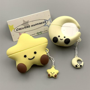 Encantadora y elegante funda de silicona con diseño de Luna y estrella de dibujos animados en 3D para Apple Airpods 4 - Product Image 3