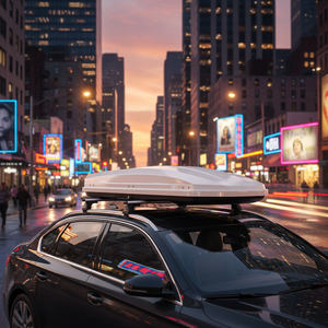 กล่องเก็บสัมภาระบนหลังคาแบบสปอร์ตสีขาว ความจุขนาดใหญ่ 680 ลิตร ผลิตจากวัสดุ ABS+<span class=keywords><strong>ASA</strong></span>+PC พร้อมแถบกันน้ำแบบแอโรไดนามิก โครงสร้างอะลูมิเนียมอัลลอย เปิดได้สองด้าน - Product Image 3