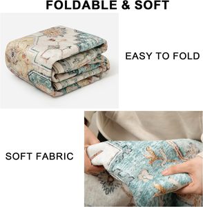 Machine Washable Non Slip <strong>Vintage</strong> <strong>Rugs</strong> Persian Style Low Pile Customizable Area <strong>Rugs</strong> for Living Room Dining Room Home - Product Image 4