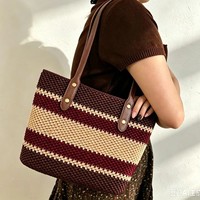 Kit de fil à tresser moderne en coton-lin mercerisé tissé à la main, ruban plat tricolore, pour sac DIY
