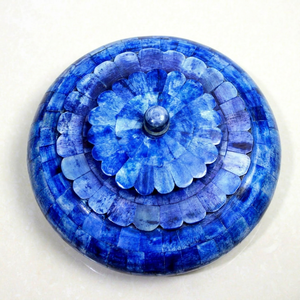 Boîte de rangement pour tabac en os bleu incrusté, artisanale, pot décoratif en os incrusté, conteneur de luxe pour la décoration intérieure - Product Image 1