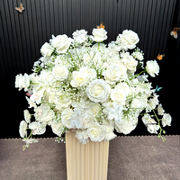 Nouvelle Boule de Fleurs Artificielles Personnalisée en Soie, Rose Blanche et Gypsophile, pour Décoration de Table de Mariage, Demande en Mariage, Vitrine et Exposition