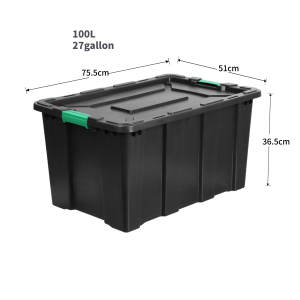 กล่องเก็บของพลาสติกขนาด 100 ลิตร พร้อมฝาปิด กล่องเครื่องมือขนาด 27 แกลลอน แบบซ้อนได้ ทนทาน - Product Image 1