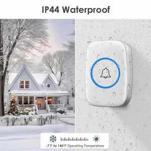 Timbre Inalámbrico Inteligente para Seguridad del Hogar, con Alarma, Luz LED, 60 Melodías, Resistente al Agua, Control Táctil, Portátil - Product Image 3