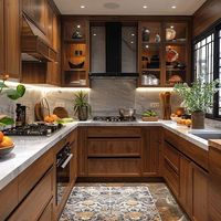 AisDecor Meubles de cuisine classiques de luxe en placage de bois naturel, îlots de cuisine, aménagement personnalisé de toute la maison, armoires de cuisine