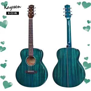 Commercio all'ingrosso di chitarra acustica da viaggio di colore blu in mogano massiccio di qualità Kaysen