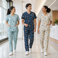 Tenues d'infirmières personnalisées OEM ODM imprimées avec motifs amusants pour les professionnels de la santé, combinaisons de travail colorées pour hôpitaux et cliniques