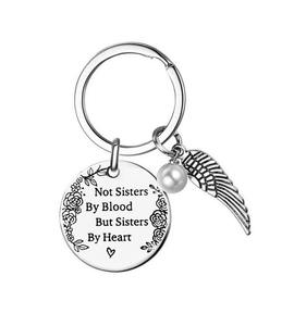 Pas soeurs par le sang mais soeurs par coeur porte-clés d'amitié pour femmes adolescentes pour meilleur ami cadeau de remise des diplômes d'anniversaire - Product Image 1