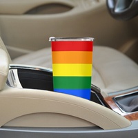 Gobelet isotherme en acier inoxydable 20 oz personnalisé sur le thème arc-en-ciel gay pour les longs trajets en voiture, la plage et le camping en plein air