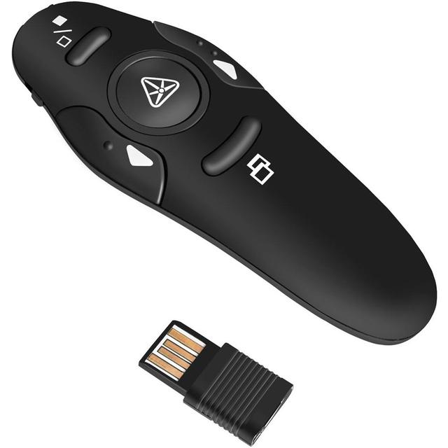 New Hot Sale RF 2.4GHz USB Wireless Presentation Clicker with Red Laser Pointer 50-100M Range for Mac/Win/Computer/Laptop