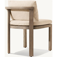 Chaises de salle à manger d'extérieur en teck massif, design sans accoudoirs, courbes douces, mobilier de luxe moderne pour jardin
