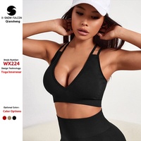 Soutien-gorge de yoga sans fil pour femme, bretelles croisées, dos élégant, sans couture, respirant, idéal pour les cours de Pilates - Grande Vente