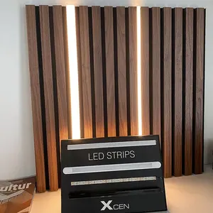 친환경 CE 마크 방음 3D MDF 우드 슬랫 Akupanel 벽 패널 보드 LED 음향 벽 패널