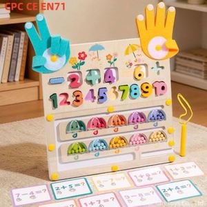 Jouet en bois 2 en 1 pour apprendre l'addition et la soustraction, améliorer la motricité fine, développer les compétences mathématiques de base pour les enfants - Product Image 1