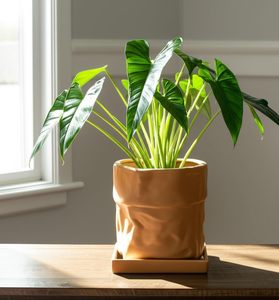 Vaso in Ceramica da 6 Pollici con Foro di Drenaggio e Sottovaso Quadrato per Piante, Design a Forma di Borsa, Vaso per Fiori, Decorazione da Giardino - Terracotta - Product Image 4