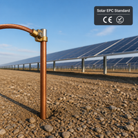 ABUK Piquet de terre en acier cuivré de 1,2 m pour système photovoltaïque de ferme solaire, protection contre la foudre