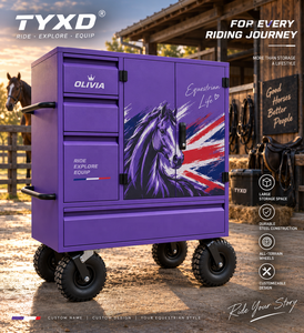 Caisse de rangement mobile pour équipement équestre, <span class=keywords><strong>chariot</strong></span> de transport pour sellerie, armoire de rangement pour équipement de cheval - Product Image 1