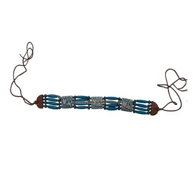 Pulsera con cuentas de hueso para niñas y mujeres, brazalete hecho a mano con varias cadenas, Color blanco Turquesa