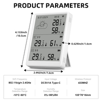 Thermo-hygromètre intelligent Tuya Wifi, moniteur de température et d'humidité avec capteur supplémentaire, précision de la température ±0,3 ° C