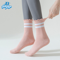 Calcetines de Pilates y Yoga Antideslizantes para Interiores, Calcetines de Pilates de Alta Calidad con Volantes, Listos para Enviar, Sin Pedido Mínimo