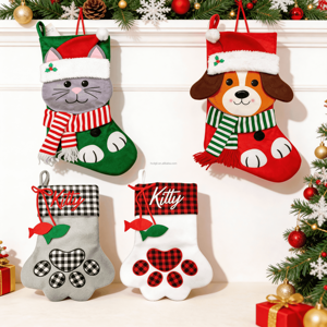 Meias de Natal Fofas para Pets: Bolsas de Presente de Pelúcia para Cães, Gatos, Raposas e Preguiças – Decoração de Natal e Sacolas para Petiscos de Animais de Estimação - Product Image 3