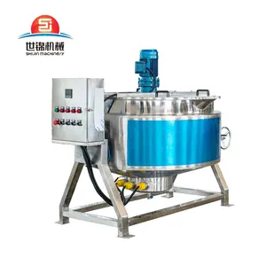 Commercial industrial steam gas electric heating tilting double jacketed kettle cooking pot with hanging mixer cooker