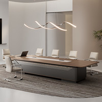 Table de conférence extensible moderne haut de gamme de luxe léger avec chaises, mobilier de bureau et salle de négociation, style minimaliste